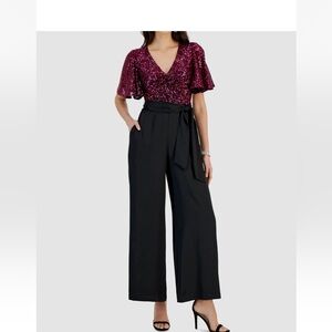 Taylor Black jumpsuit with Pink Sequins